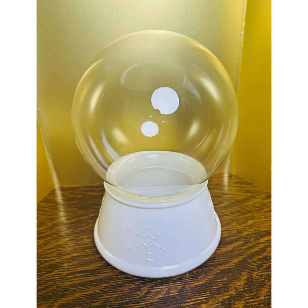 DIY Clear Glass Snow Globe Dome w/ White Glass Base, Decorative Snowflake Globe